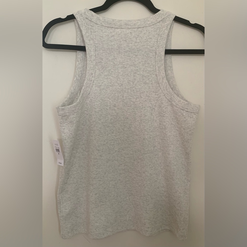 Gap High Neckline Gray Ribbed Racerback Tank Top - Picture 2 of 8